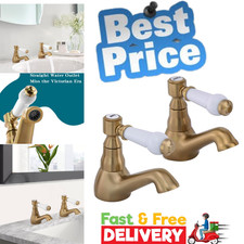 Brushed Gold Basin Taps Pair