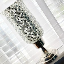 Vase Glass Mosaic Mirrored Silver Colour Decorative Tall Vase 