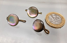 3 Vintage Dark Mother of Pearl Abalone Shell Dress Shirt Studs 13.5mm