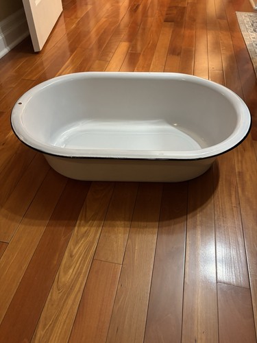 Antique enamelware oval wash - enamelware,