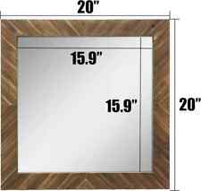 Stonebriar 20" x 20" Square Textured Wooden Chevron Hanging Wall Mirror