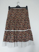 Zara Vintage style Hippy bohemian Gypsy Prairie Skirt floral & Lace - Size M