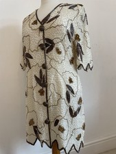Vintage Gina Bacconi Beaded Flapper Dress Ivory Size Medium
