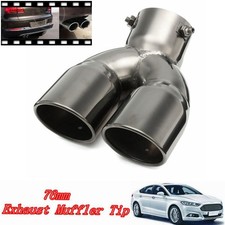Dual Twin Exhaust Tip Pipe Trim Tail Muffler Pipe Stainless Steel 76mm Universal