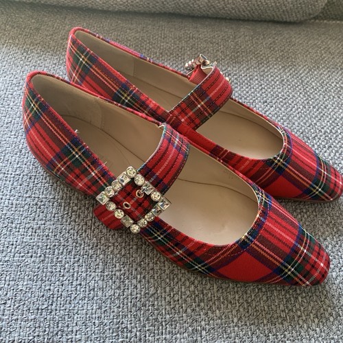 Boden red tartan mary jane - red,