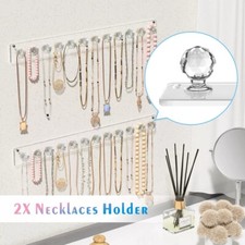 12 Hooks Transparent Jewerly Storage Rack Necklace Holder Wall Mounted Display