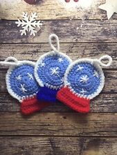 Crochet Snowglobe Christmas Gift Applique Present Tag Winter Snowflake Kids Joy