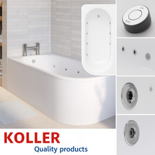 Jersey J Shaped Right/Left Hand Corner Spa Bath – 6/8/11 Jet Whirlpool & Panel