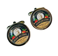Unique HENRY WESTONS VINTAGE CIDER CUFFLINKS chrome HANDMADE gift boxed
