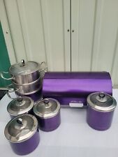 Morphy Richards Purple Kitchen Set Bread Bin,Biscuits Jar,Canisters,Food Steamer