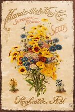 Vintage Flower Seed Catalogue, Floral Gardening Advert, Aged Look New Metal Sign