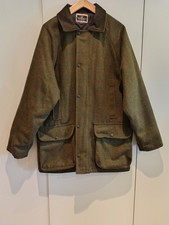 Country Wear by Caribou Green Check Tweed Shooting Jacket Mens Large Wool Blend