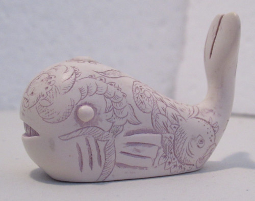 Scrimshaw style whale - scrimshaw,