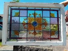 RUSTIC. Frame 700 x 483mm leaded stained glass window A1652c. DELIVERY POSSIBLE!