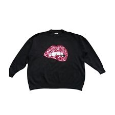 Lip Sequin jumper black red white Moocci   One Size Long Sleeve Casual 