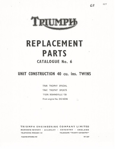 Triumph parts manual book 1968 - manual,