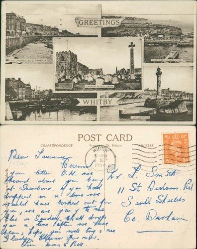 Whitby views 1950 cancel - gb,