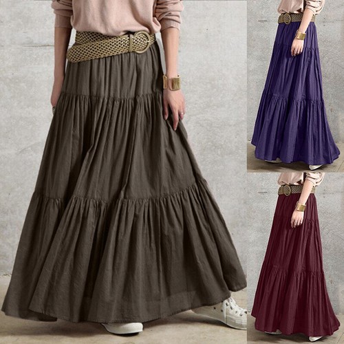 Women pleated skirt maxi - pleated,