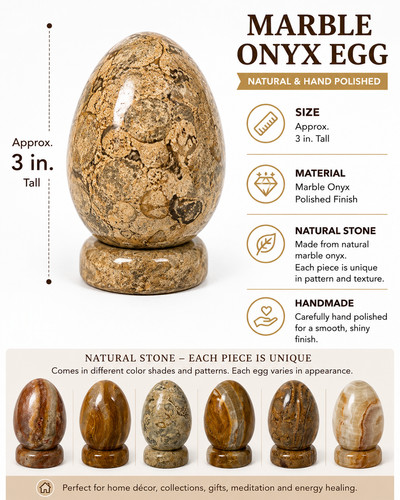 Natural onyx marble - egg, 3"