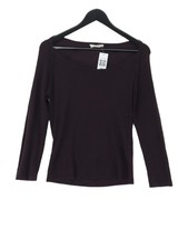 Wrap Women's Jumper UK 10 Brown Silk with Elastane, Viscose Round Neck Pullover