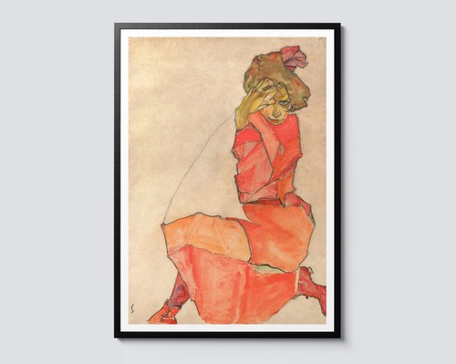 Egon schiele kneeling - kneeling, female