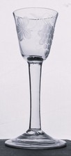 Engraved Georgian English 18th century Lead Wine Glass Folded Foot c1750