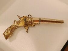 A victorian novelty pocket watch winder gold cased Pistol gun fob