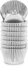 Gifbera Silver Foil Jumbo Cupcake Liners Metallic Muffin Baking Large, 