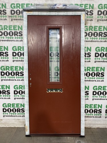 Red brown composite door front - composite,