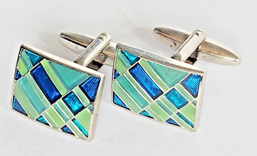 Cufflinks modern mosaic blue - cufflinks,