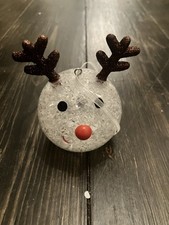Light Up Reindeer Face Bauble