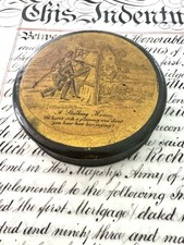 Antique Paper Mache Snuff Box Unique Scene 3”