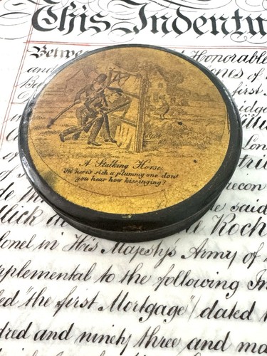 Antique paper mache snuff - mache,
