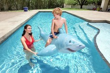 Giant Inflatable Ride On Shark Jaws Swimming Pool Float Beach Rider Toy 1.83m