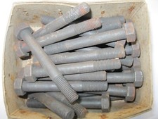 2 x Vintage 7/16 BSF x 3 1/2" long Hex HD HT Bolts.  CRS
