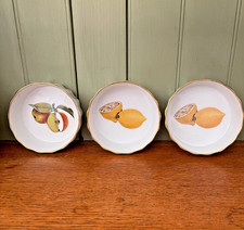 3 x Royal Worcester Evesham Gold Flan Dishes - Single Portion Lemons and Apples