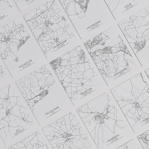 Towns coastal map prints 36 - towns,