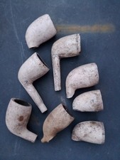 Clay Pipe Bowls Late Victorian Antique Cutty Pipe Vintage Tobacco Smoking