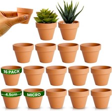 Green Thumbz Terracotta Plant Pots - 4.5cm x 16 Pack Small Plant Pots