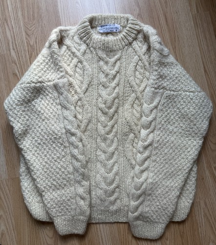 Vintage handknitted cream aran - cream,