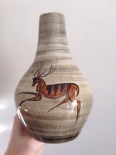 Vtg Laurianna Studio Range Torquay Ware Bottle Neck Vase Lascoux Style Cave Art