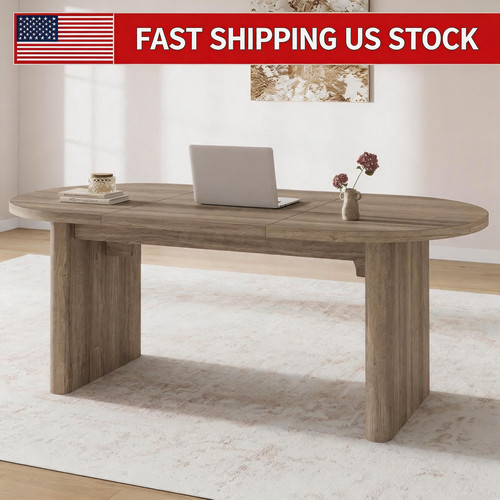 Oval dining table with thick - oval,