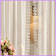 White Lace Sheer Curtain Panel