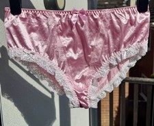VTG Style Glossy and Lace Boudoir Pink Glossy Full Bottom Knickers Panties XL