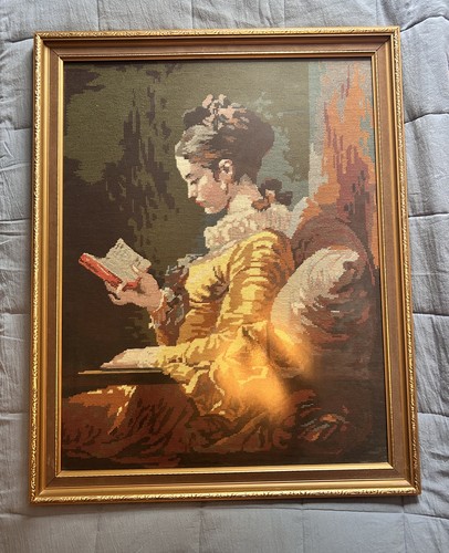 Vintage framed needlepoint - vintage,