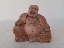 Happy Buddha Wood Figurine