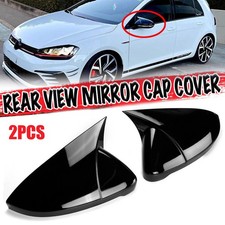 Pair Wing Mirror Cover Caps Gloss Black For VW Golf Mk7 Mk7.5 R GTI GTD 14-19 UK