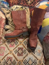 Harley Davidson Red Leather Cowboy Biker Boots Size 6 Worn Twice Rare
