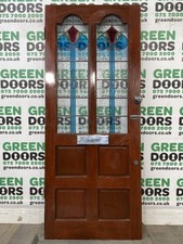 1930s LEADED GLASS ARCHED