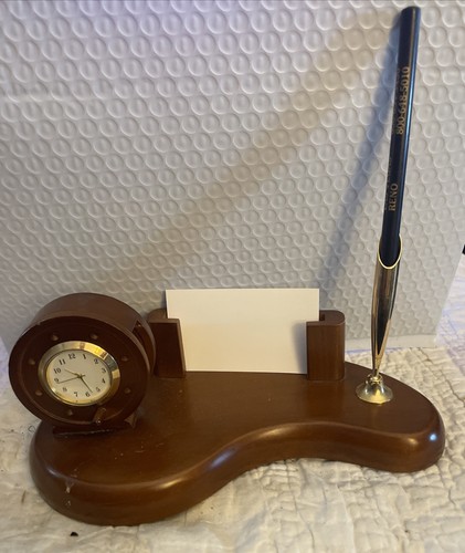 Vintage desk clock wood - desk,